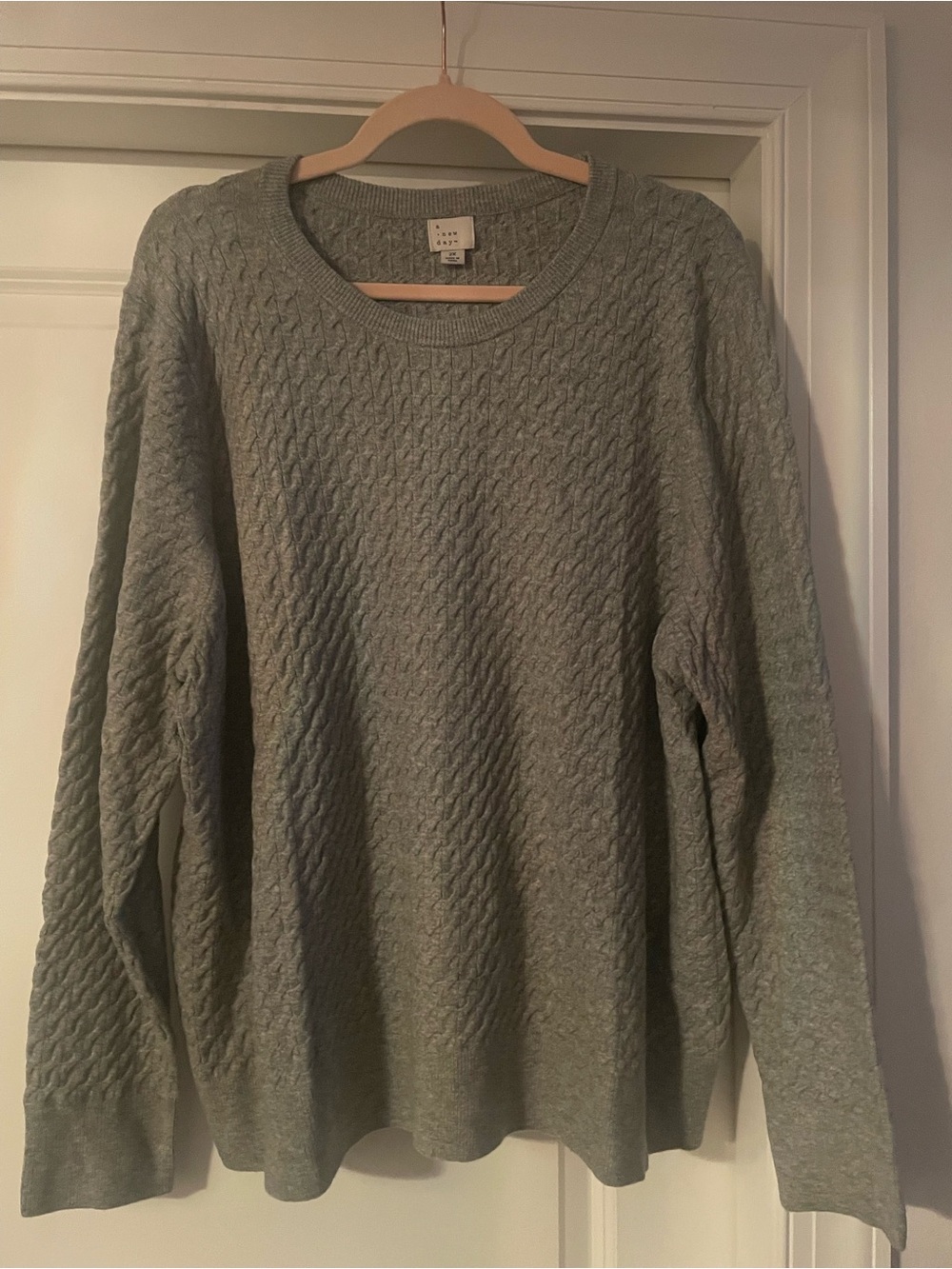 a new day Women’s Light Gray Cable Crewneck Sweater